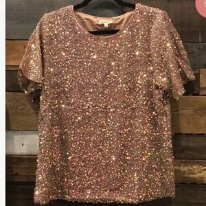 JODIFL Blush Shimmer Sequin‎ Top